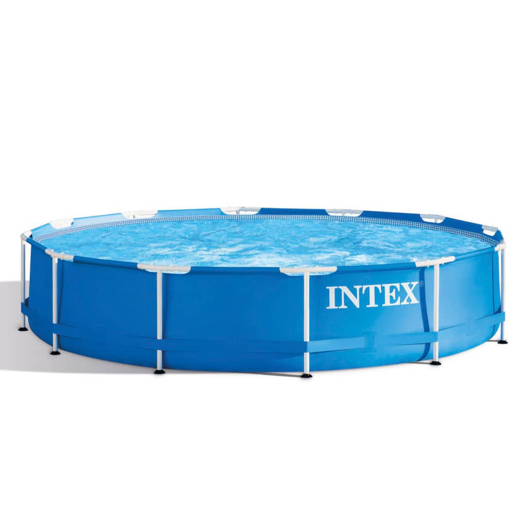 vidaXL Intex Swimming Pool Metal Frame Blue 366 cm W x 76 cm H